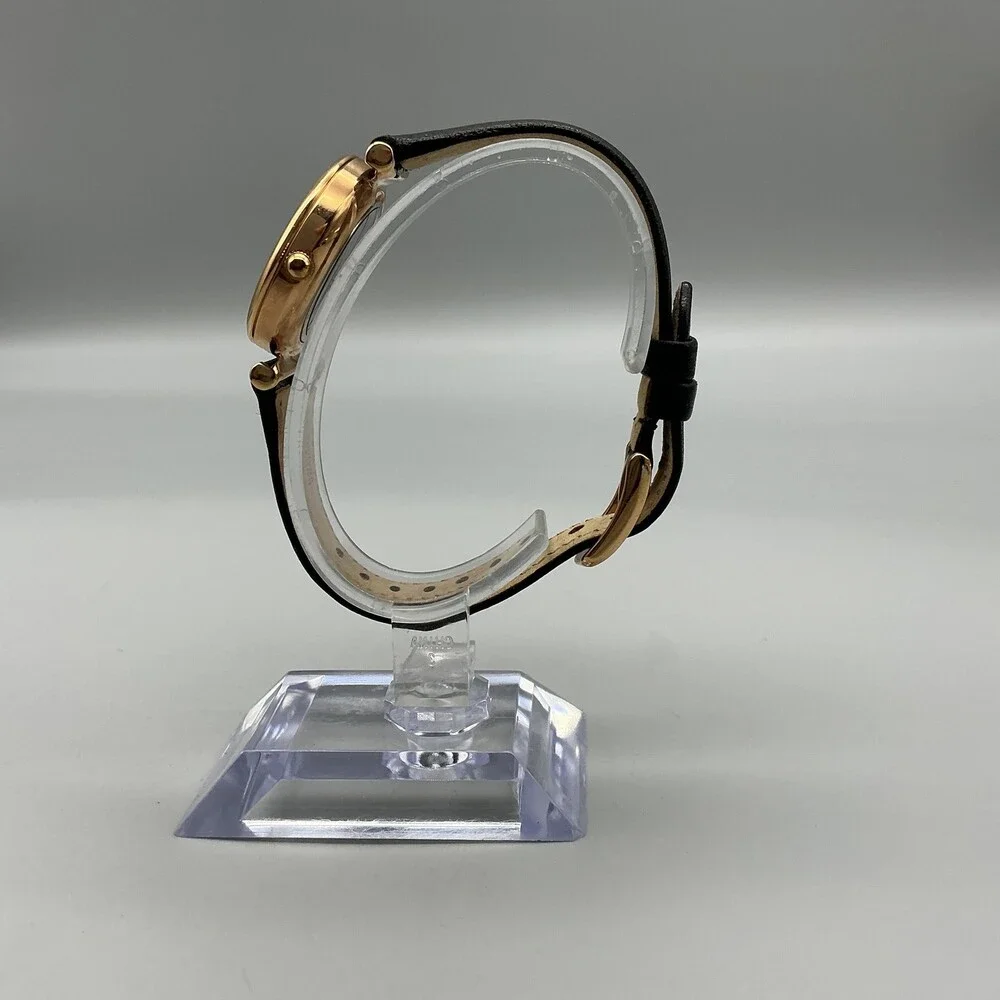 Fossil Carlie Womens Watch 28mm Black Dial Gold Tone Leather ES4700 New Battery